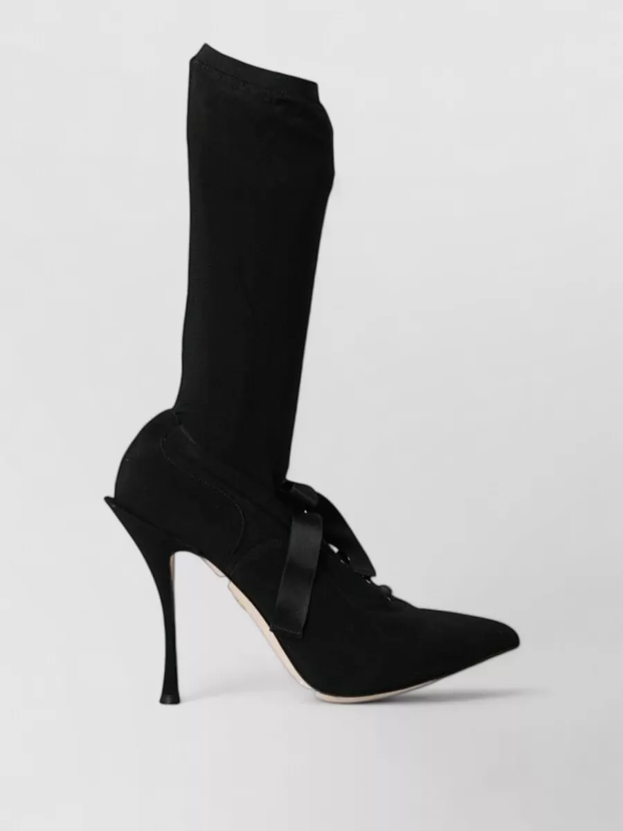 Dolce&Gabbana Knit Stiletto Mid Calf Boots