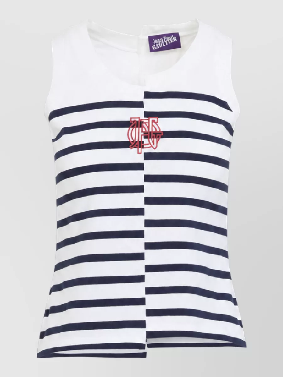 Jean Paul Gaultier Striped Asymmetric Sleeveless Tank Top