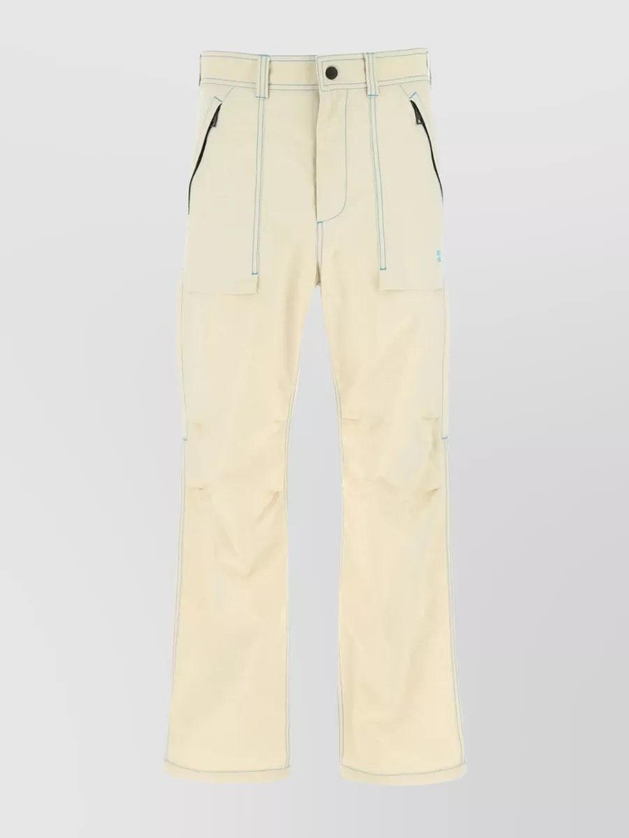 Shop Msgm Cargo Pant With Wide-leg Silhouette And Multiple Pockets In Cream