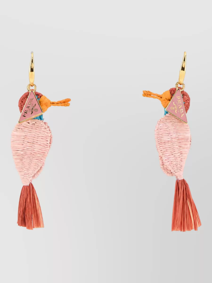 Prada raffia earrings