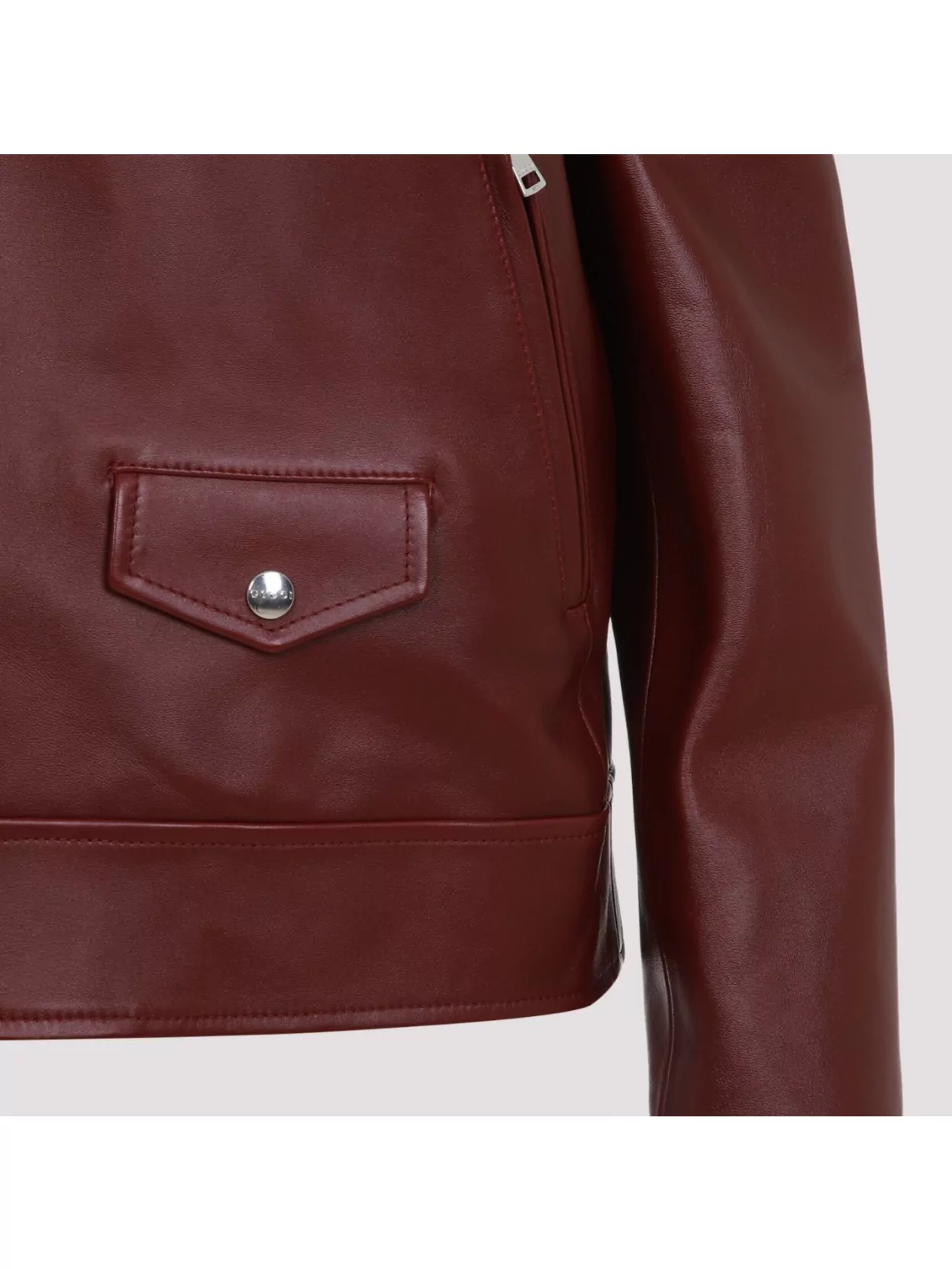 Gucci Leather Biker Jacket Puffer Jackets Brown In Red