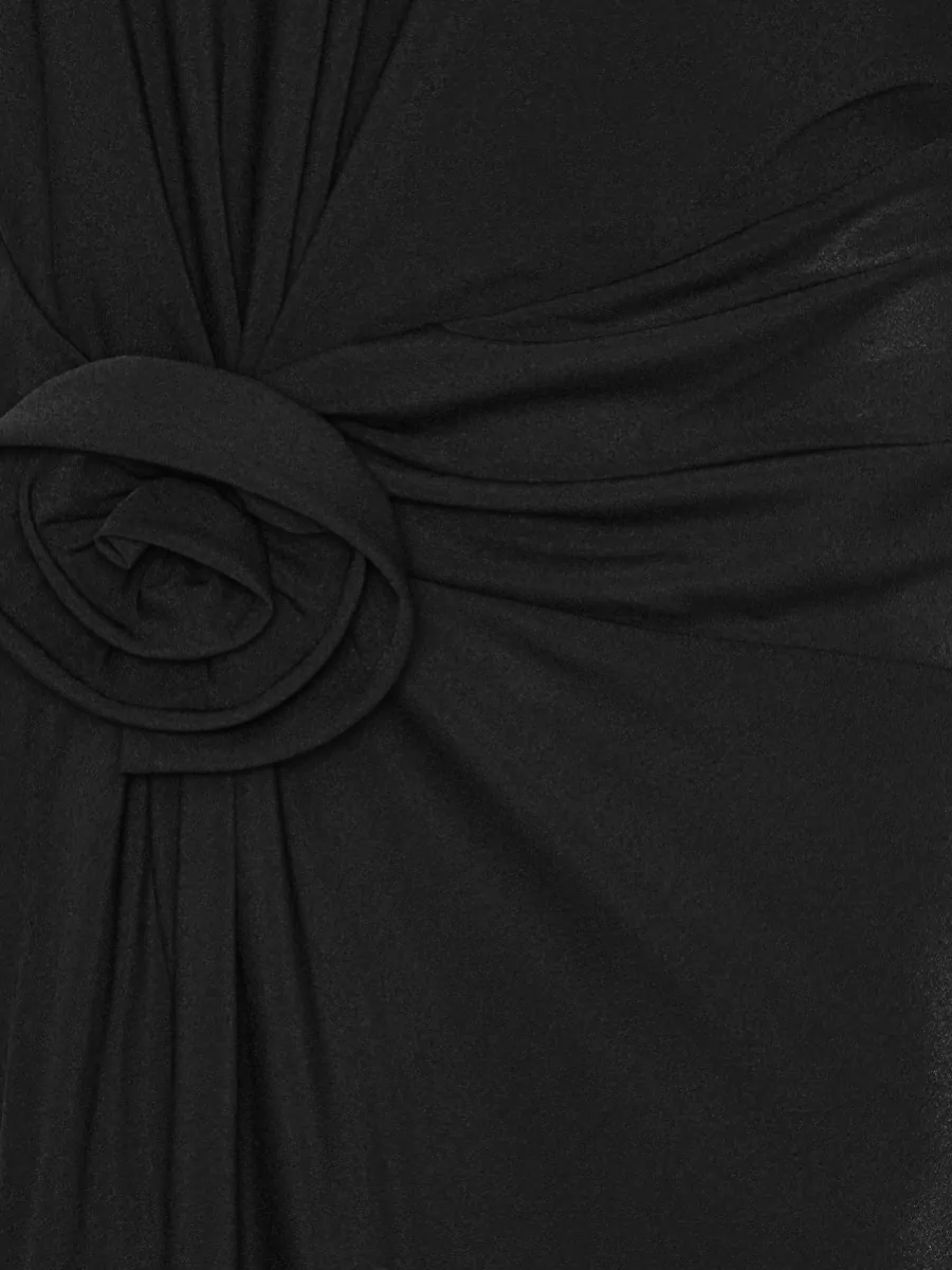 Rotate Polyester Draped Open Back Maxi Dress