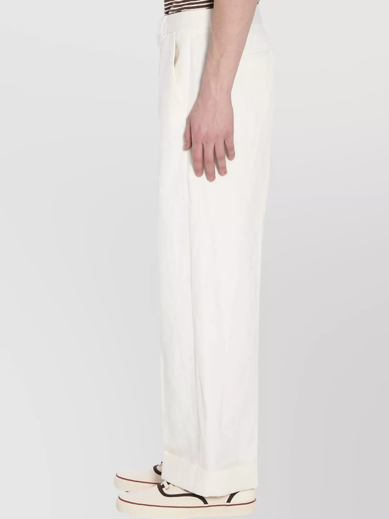 Valentino Garavani Wide-Leg Trousers Cotton-Blend Cuffed Hems