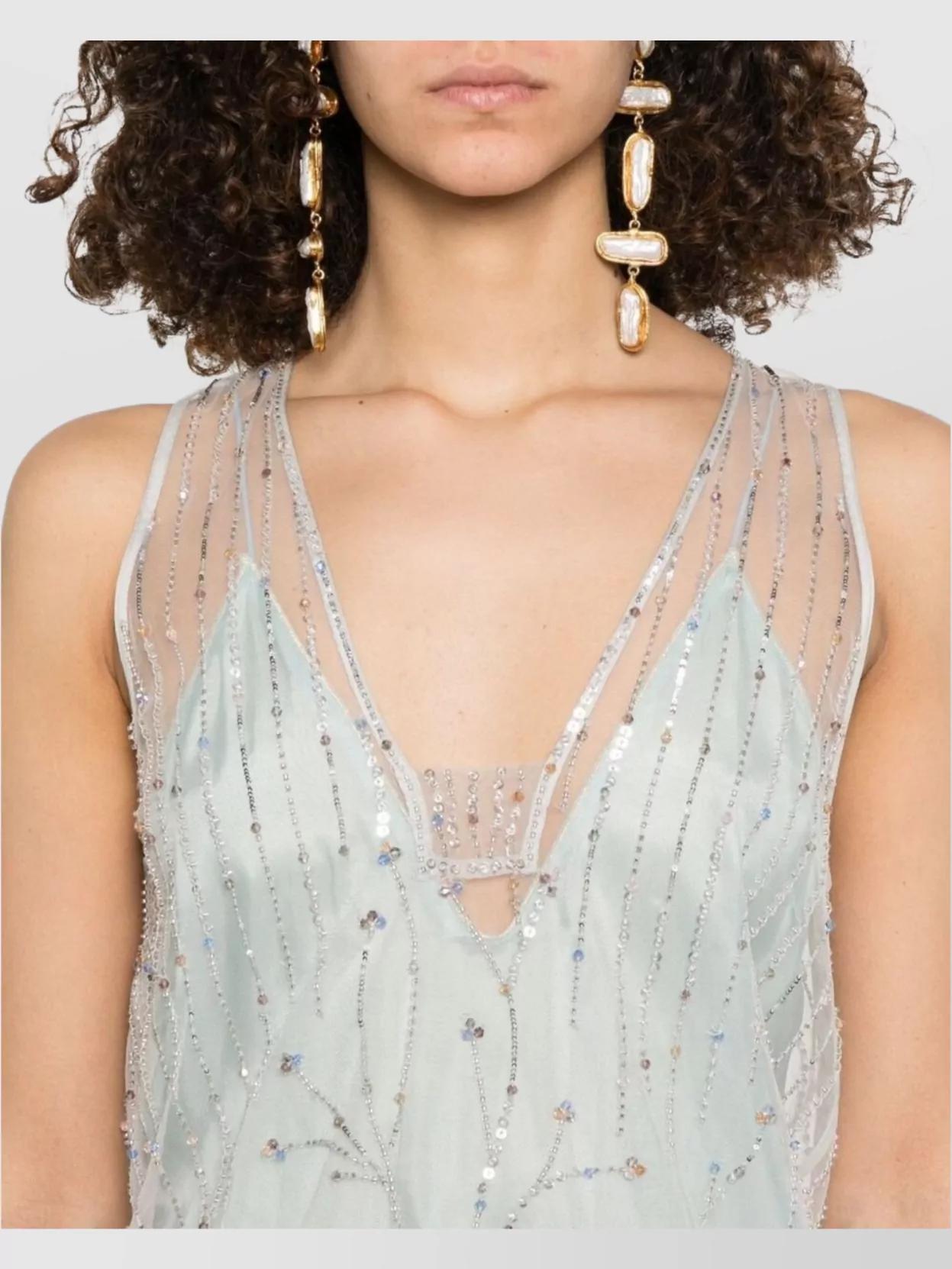 Forte Forte Sequin Embellishments Embroidered Tulle Top