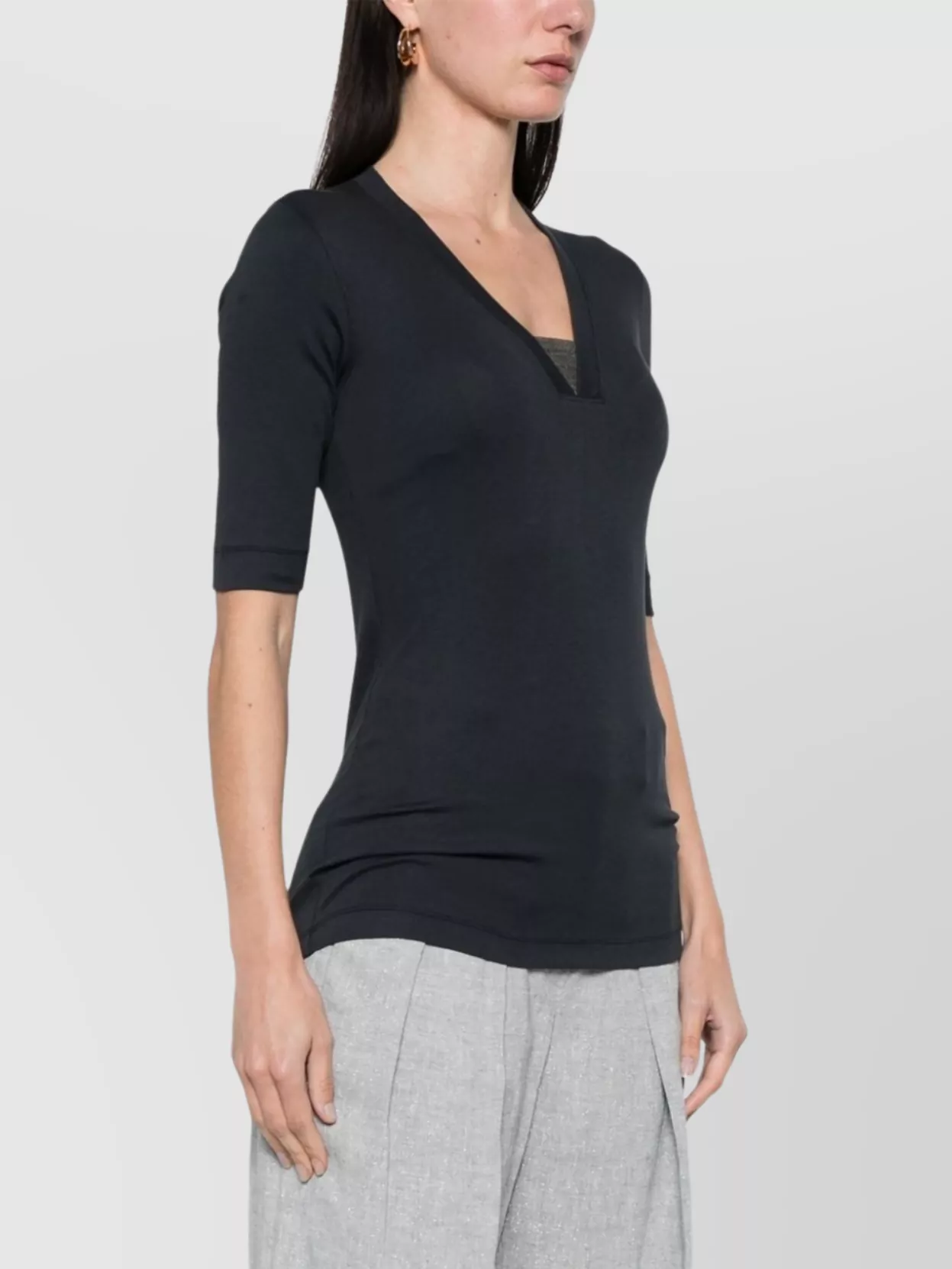 2025-25 秋冬新作  Brunello Cucinelli Fashion The | top cotton v-necked Fitted トップス