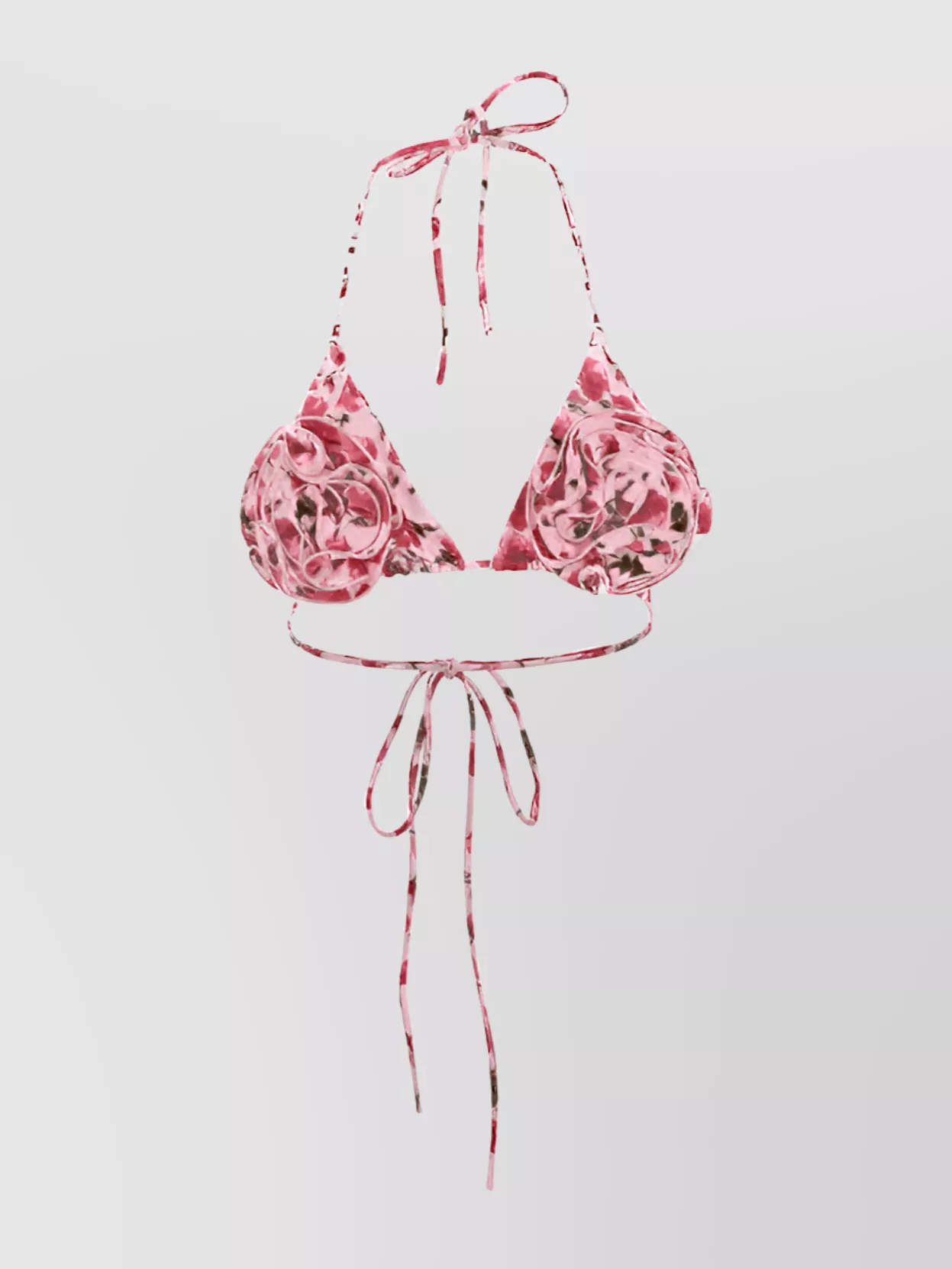 Magda Butrym Floral Triangle Bikini Top In Burgundy