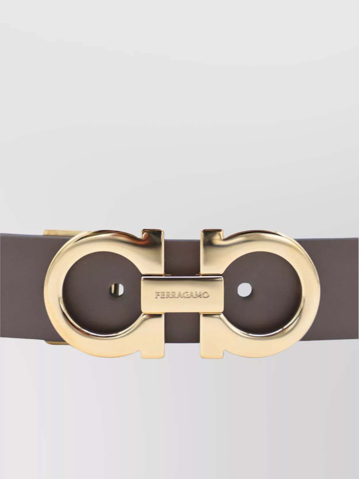 Ferragamo Adjustable Reversible Belt Gold-tone Buckle In Gray