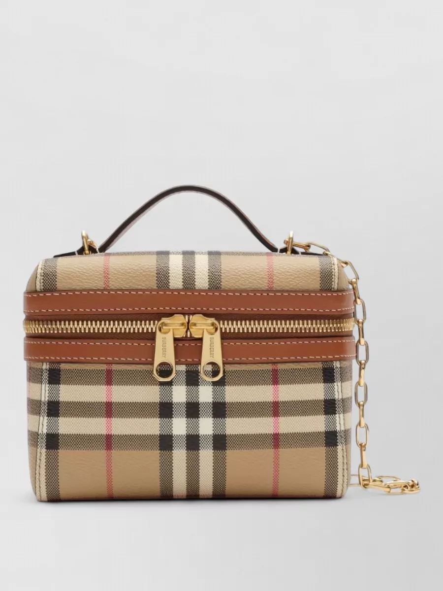 Burberry check mini vanity coated canvas crossbody bag