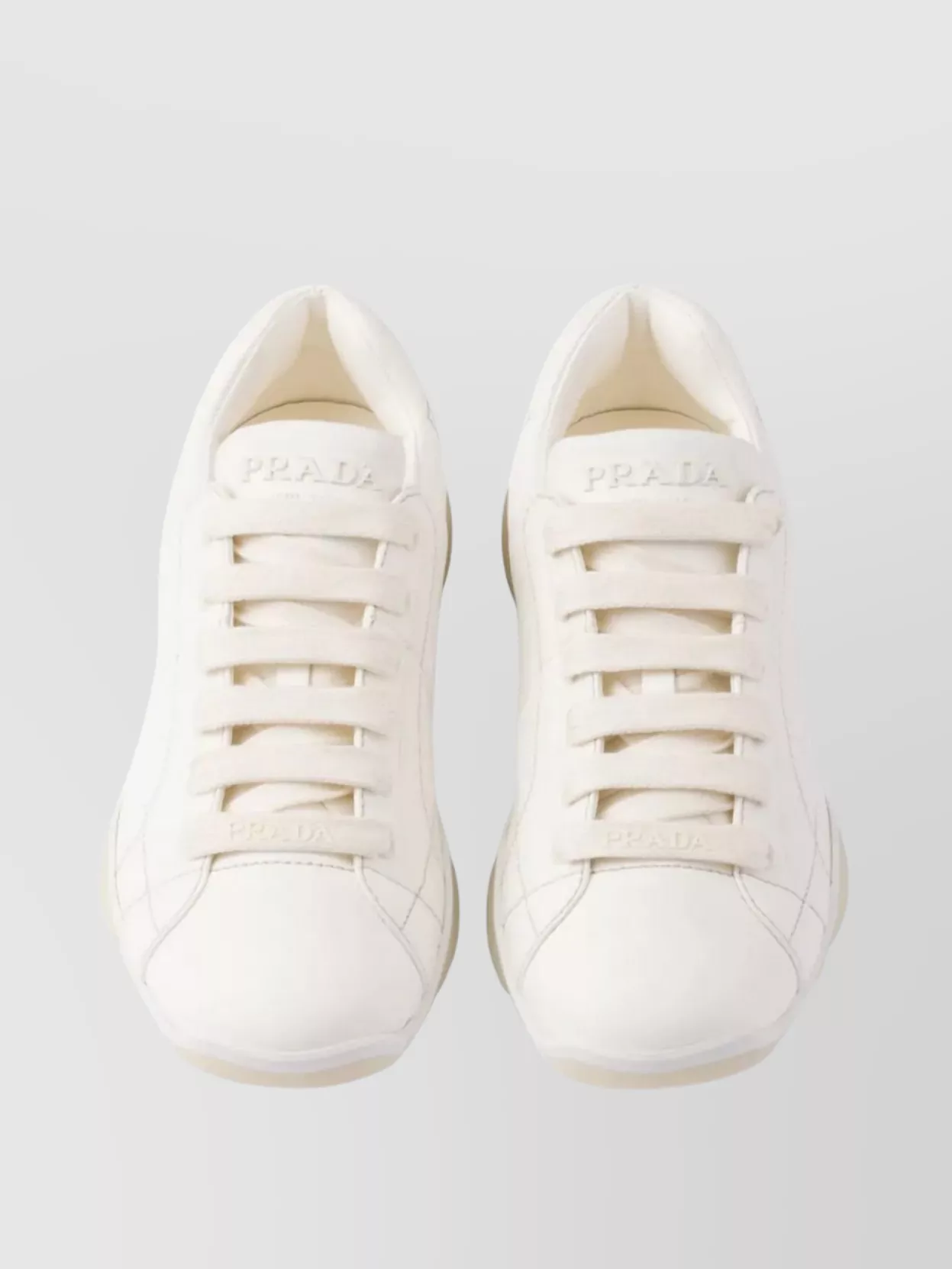 Prada Leather Sneakers Crafted Geometric Stitching