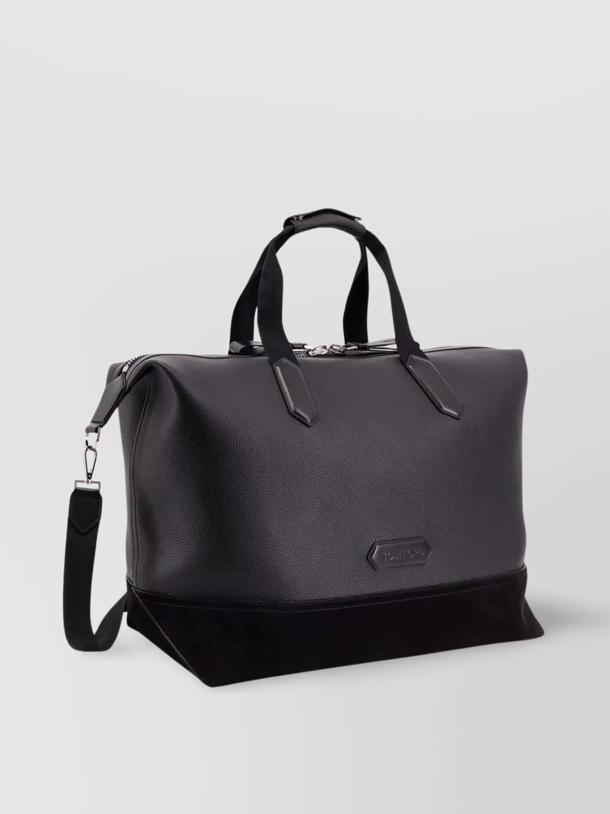 Tom Ford Leather Duffle Bag With Suede Inserts And Logo Patch