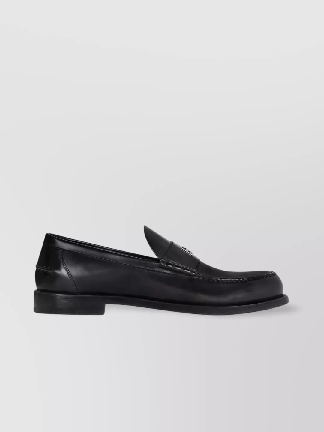 Shop Givenchy Refined Leather Loafers With Handcrafted Metal Detail In Black