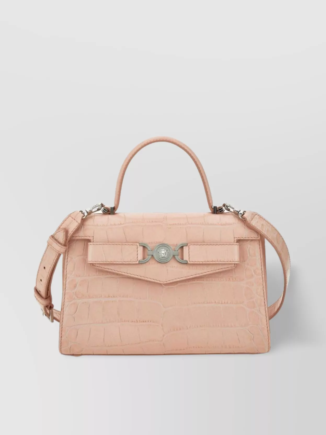 Shop Versace Crocodile Effect Leather Shoulder Bag