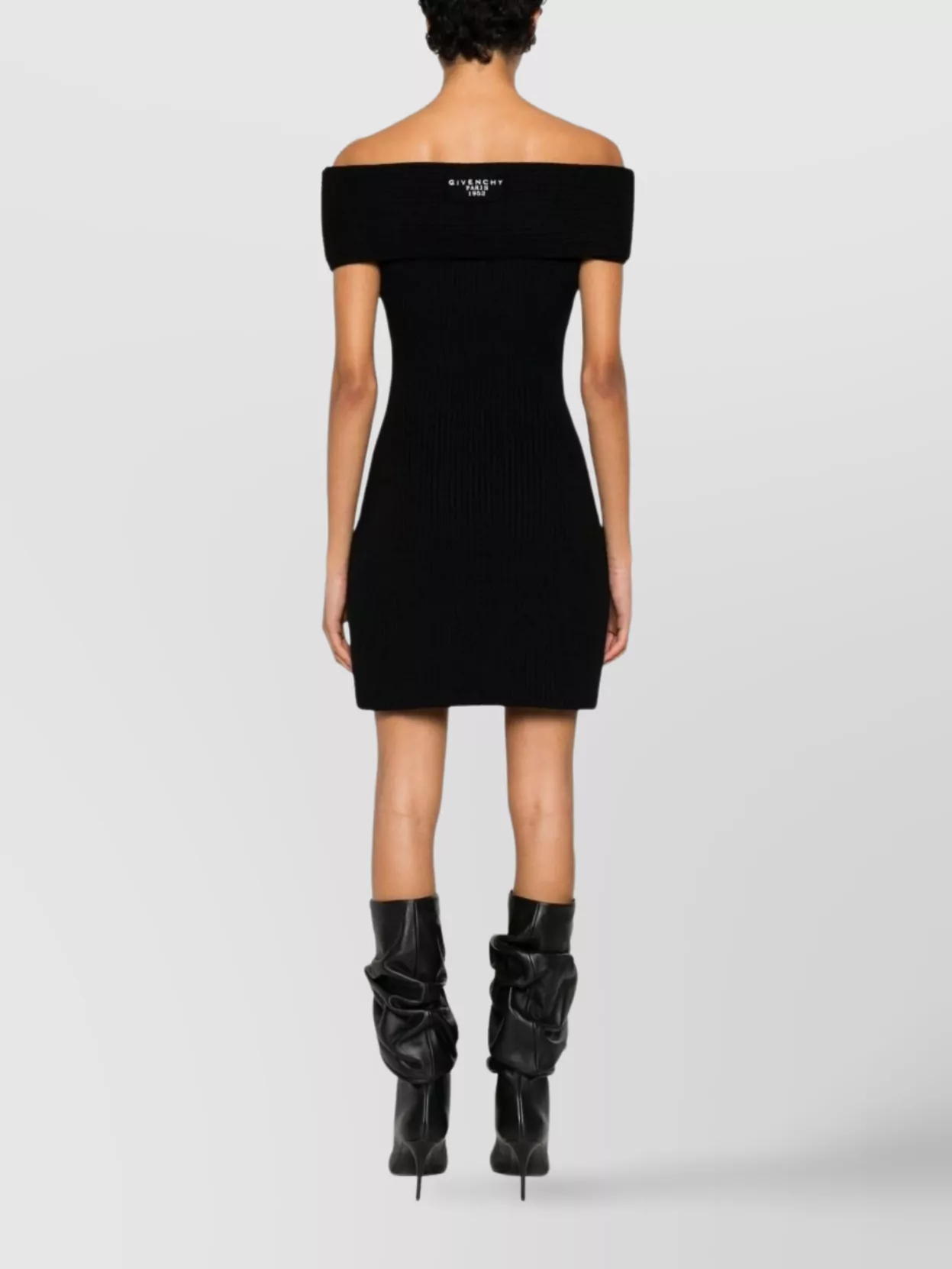 Givenchy Off-The-Shoulder Ribbed Knee Length Dress