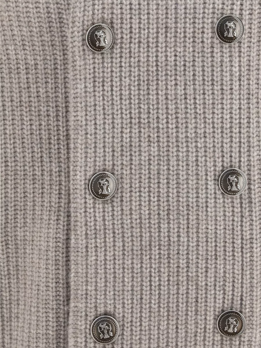 Brunello Cucinelli Cashmere English Rib Double-Breasted Cardigan