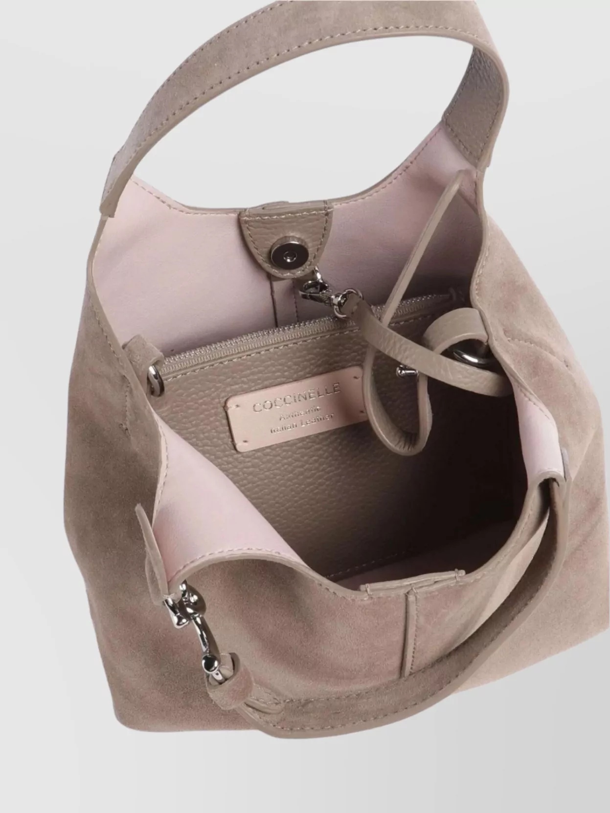 Coccinelle Top Handle Leather Handbag With Suede Finish
