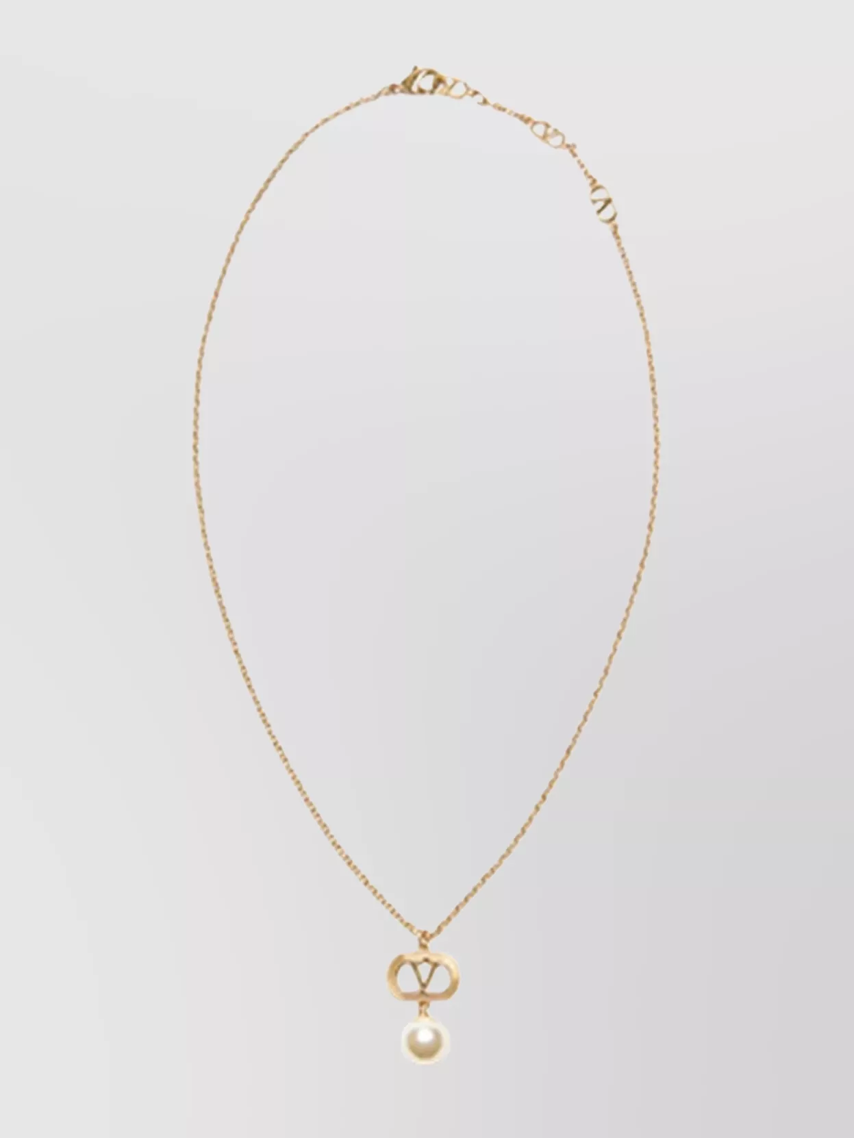 Valentino Garavani Gold Ovalette Necklace Pearl Charm