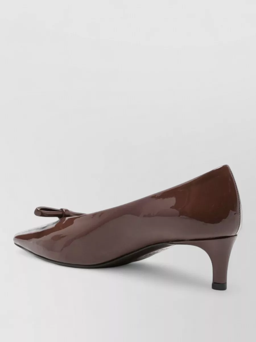 Roberto Festa Patent Leather Bow Kitten Heel Pumps