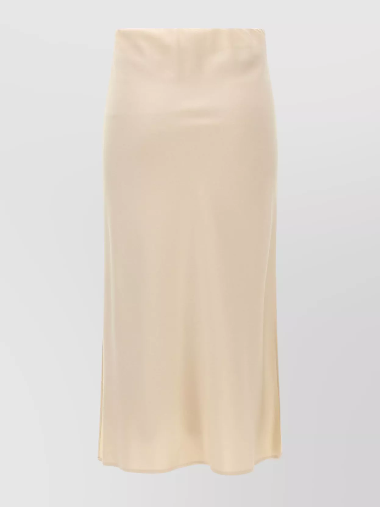 Brunello Cucinelli High Waist Midi Skirt With Side Slit In Neutral