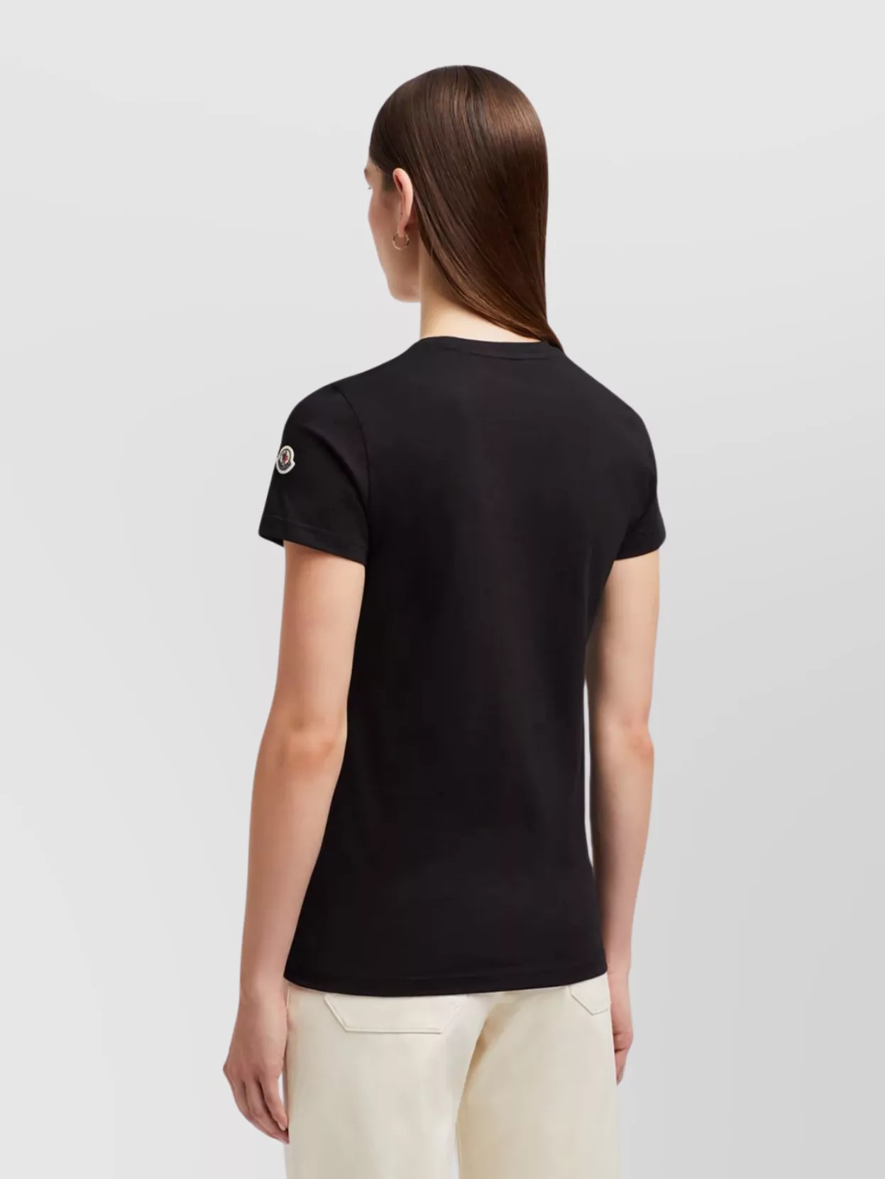 Moncler Logo Patch Crew Neck Cotton Jersey T-Shirt