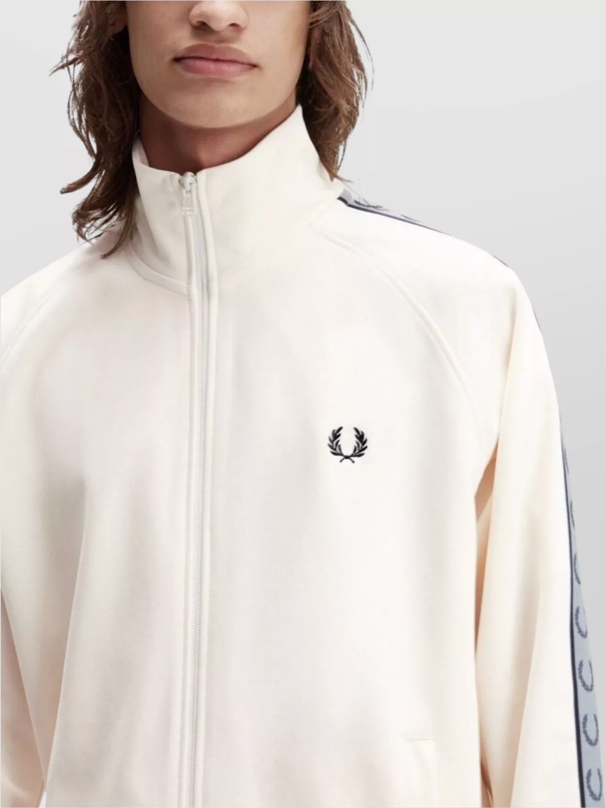 Fred Perry High Collar Jacket With Ribbed Cuffs And Hem
