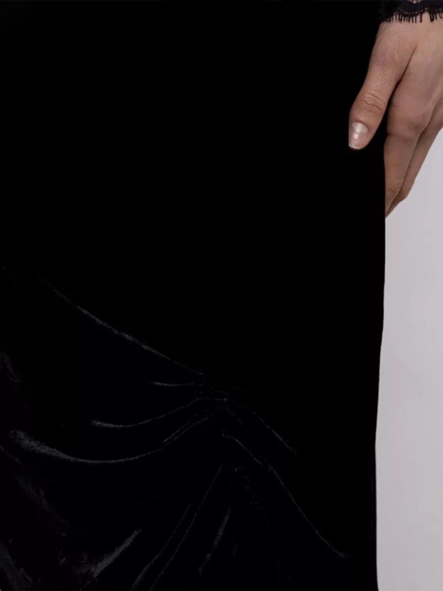 Valentino Velvet Draped Pencil Skirt