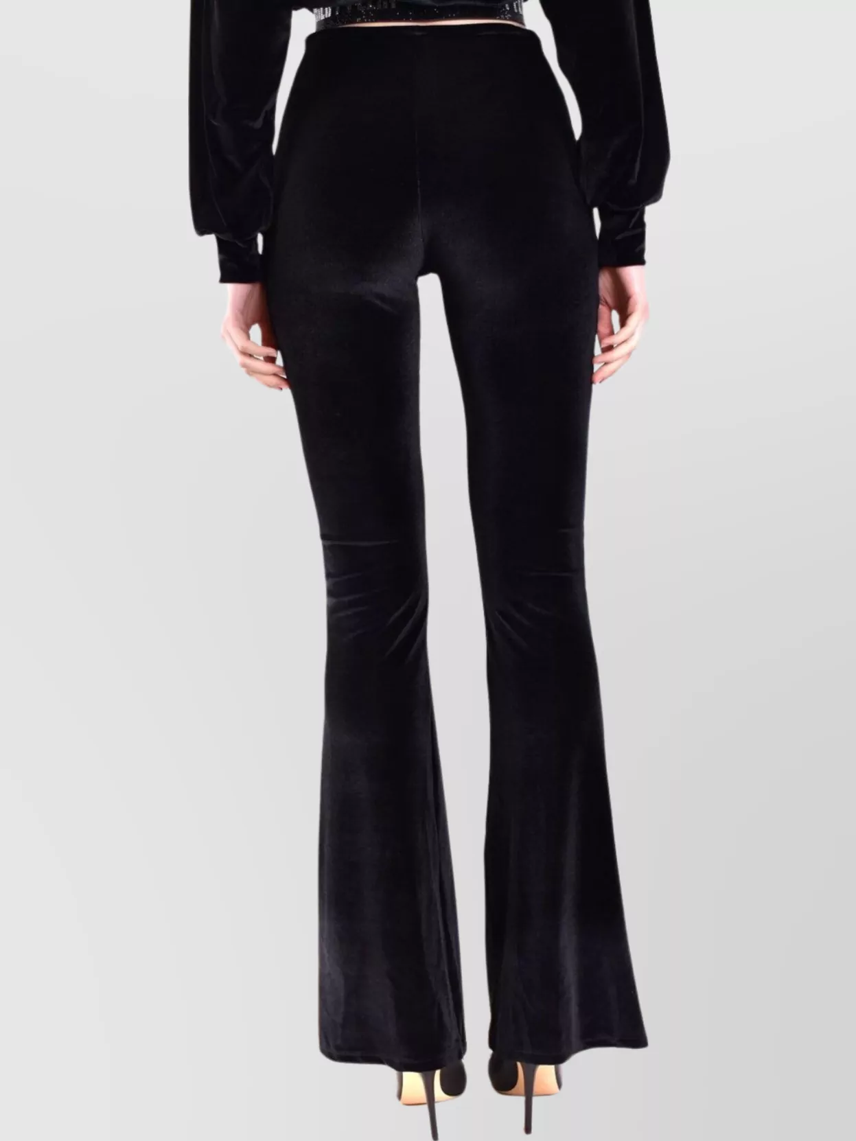Philipp Plein Velvet Flared Leg High Waist Trousers With Cut-Out Detail