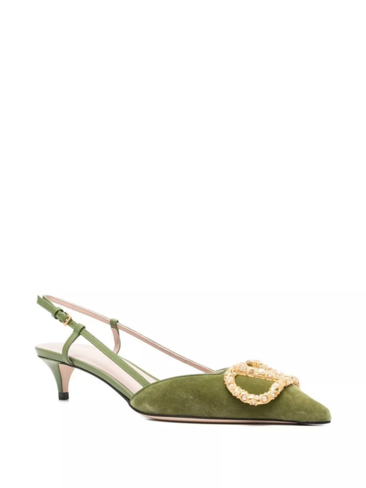 Valentino Garavani Signature Velvet Slingback Pumps Embellished Buckle