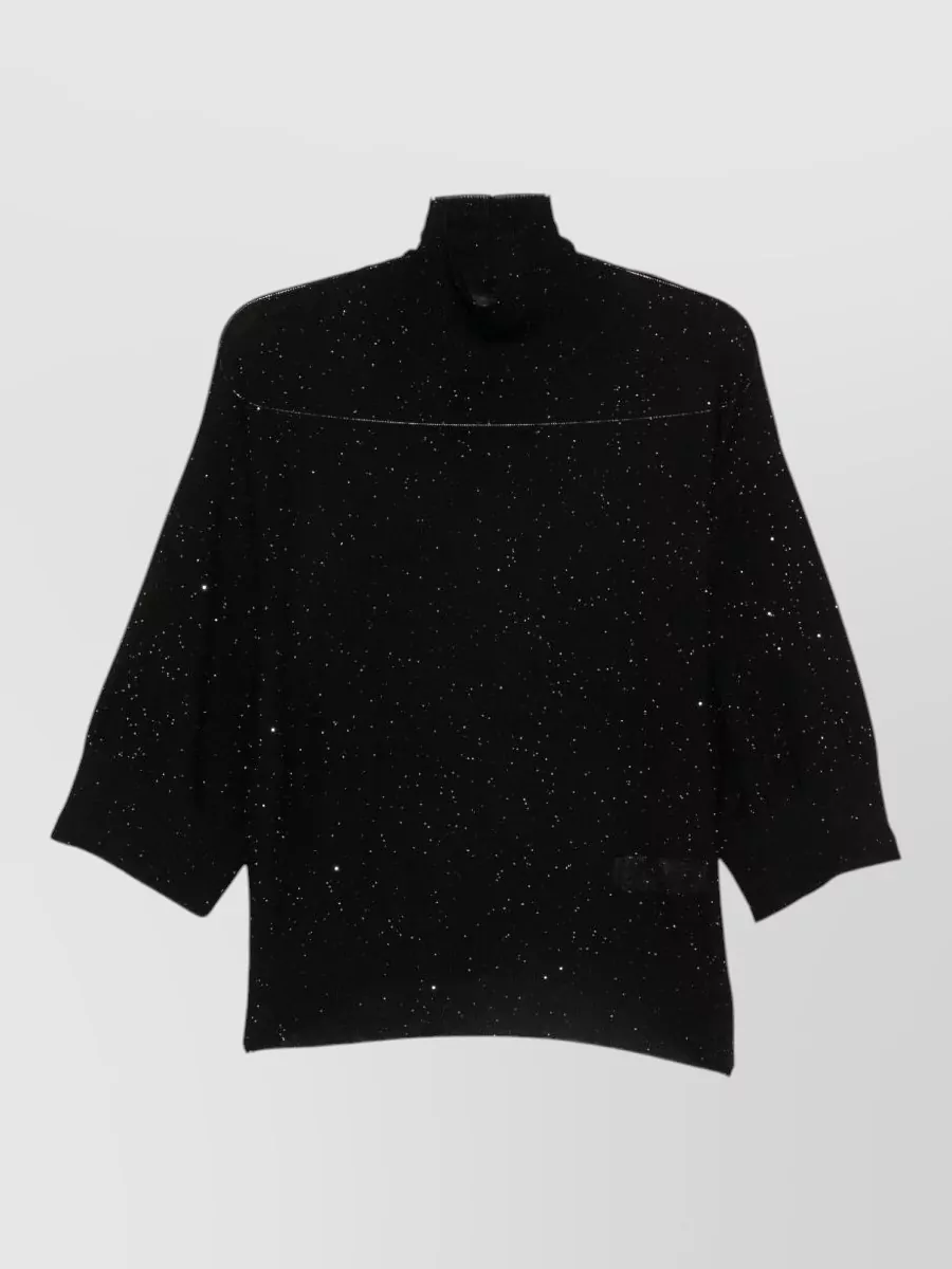 Fabiana Filippi wool sequin-embellished turtleneck 3/4-sleeve sweater
