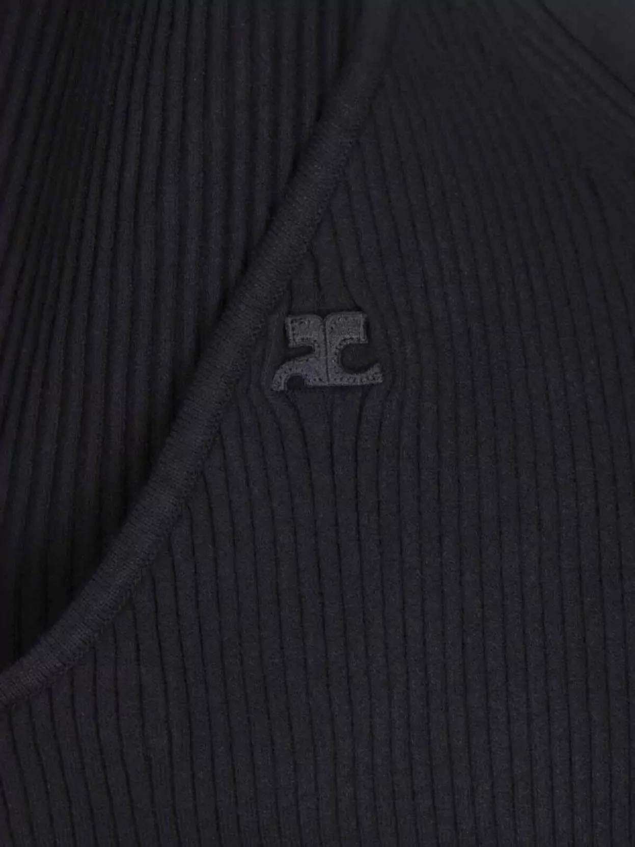 Courrèges Slash Asymmetric Ribbed-knit Sweater In Black
