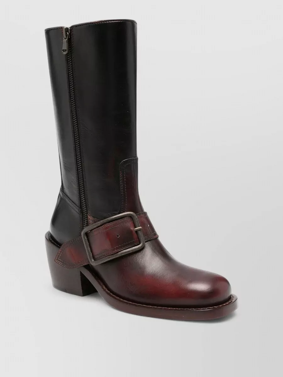 Dries Van Noten leather square toe boots