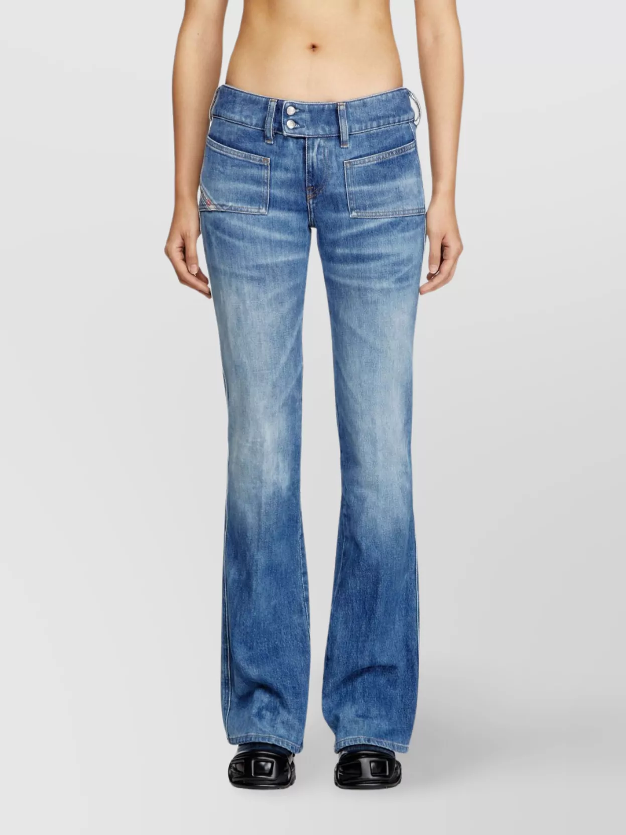 Diesel D-hush Partially Organic Cotton Flared Jeans With Back Logo Patch
