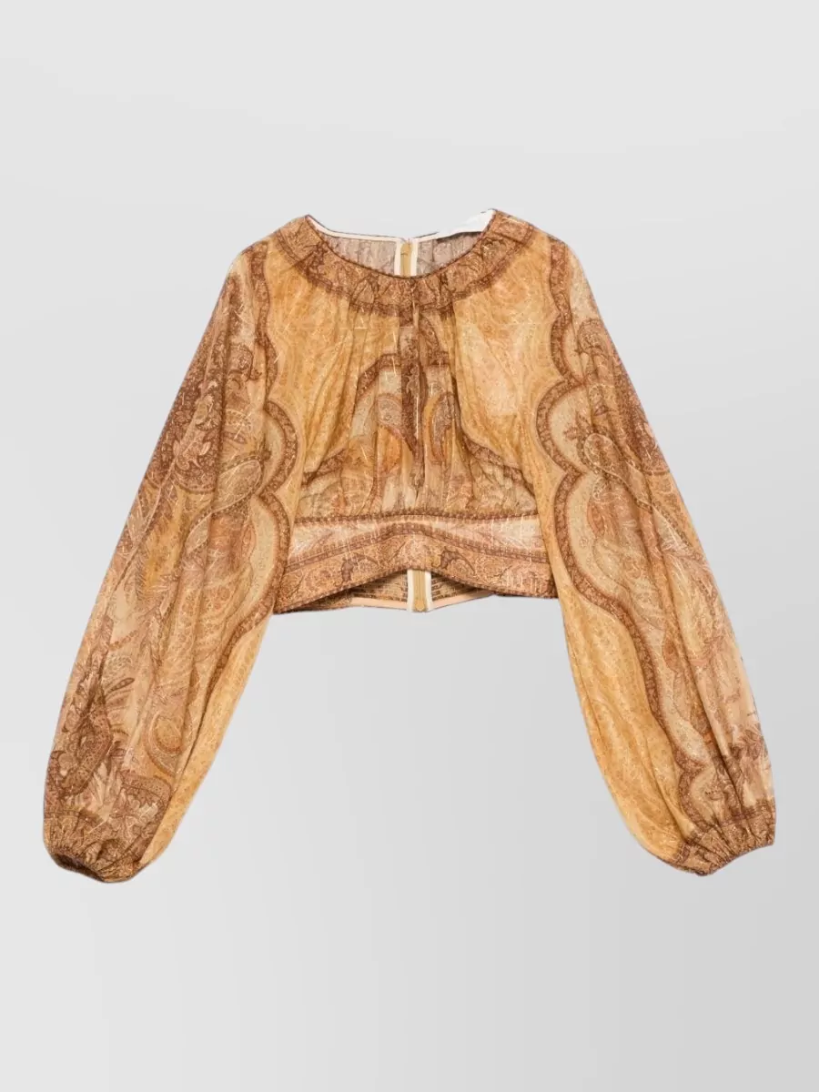 Zimmermann Wanderlust Paisley Cropped Silk Cotton Top