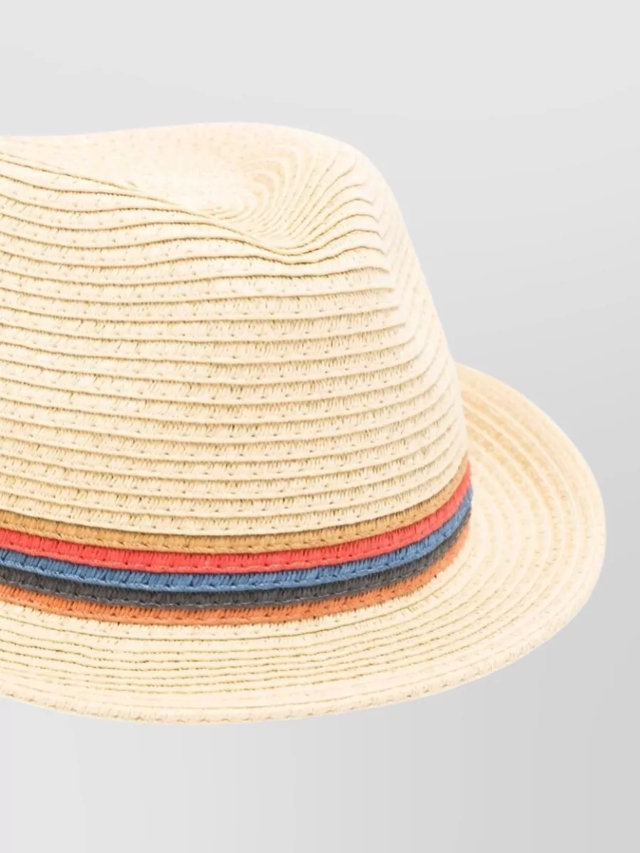 Paul Smith Striped Straw Fedora Hat