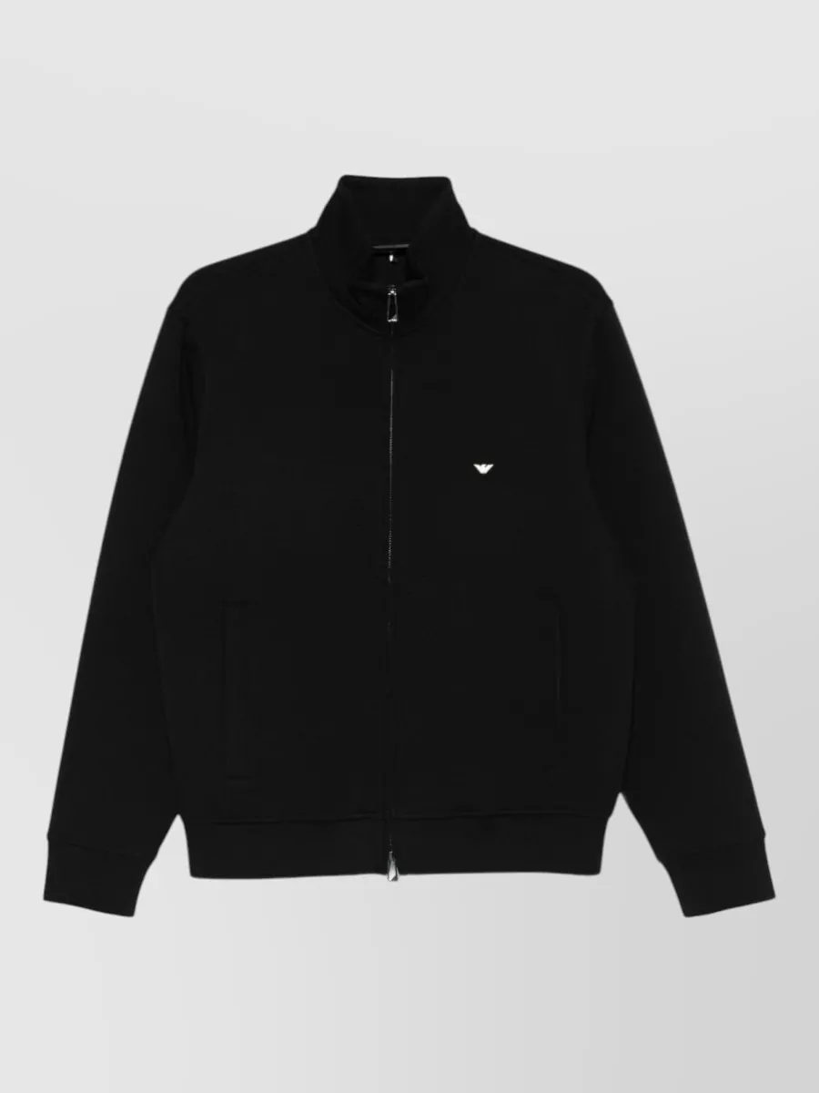 Emporio Armani High neck zip cotton sweatshirt
