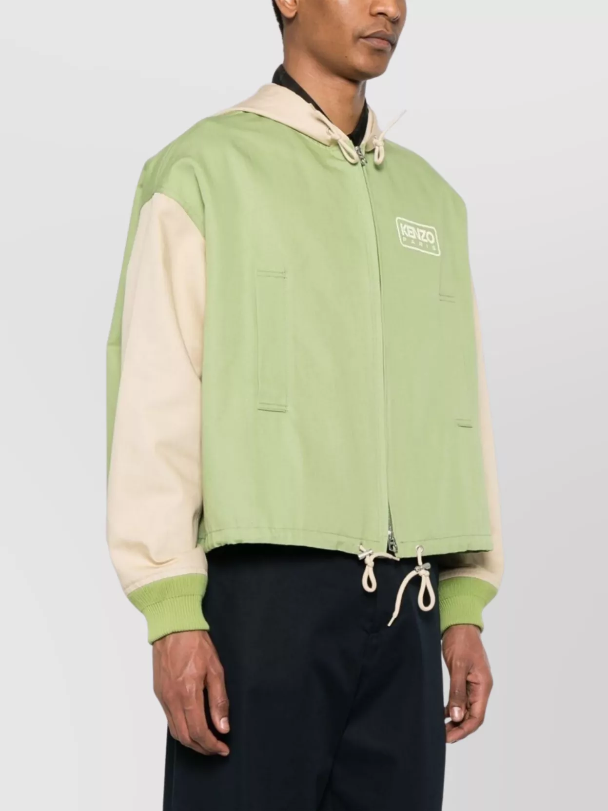 Kenzo Hooded Drawstring Hem Blazer With Ribbed Cuffs