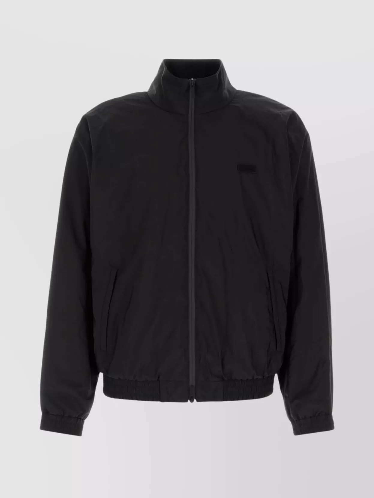 Ferragamo Wool Blend Jacket High Collar In Black