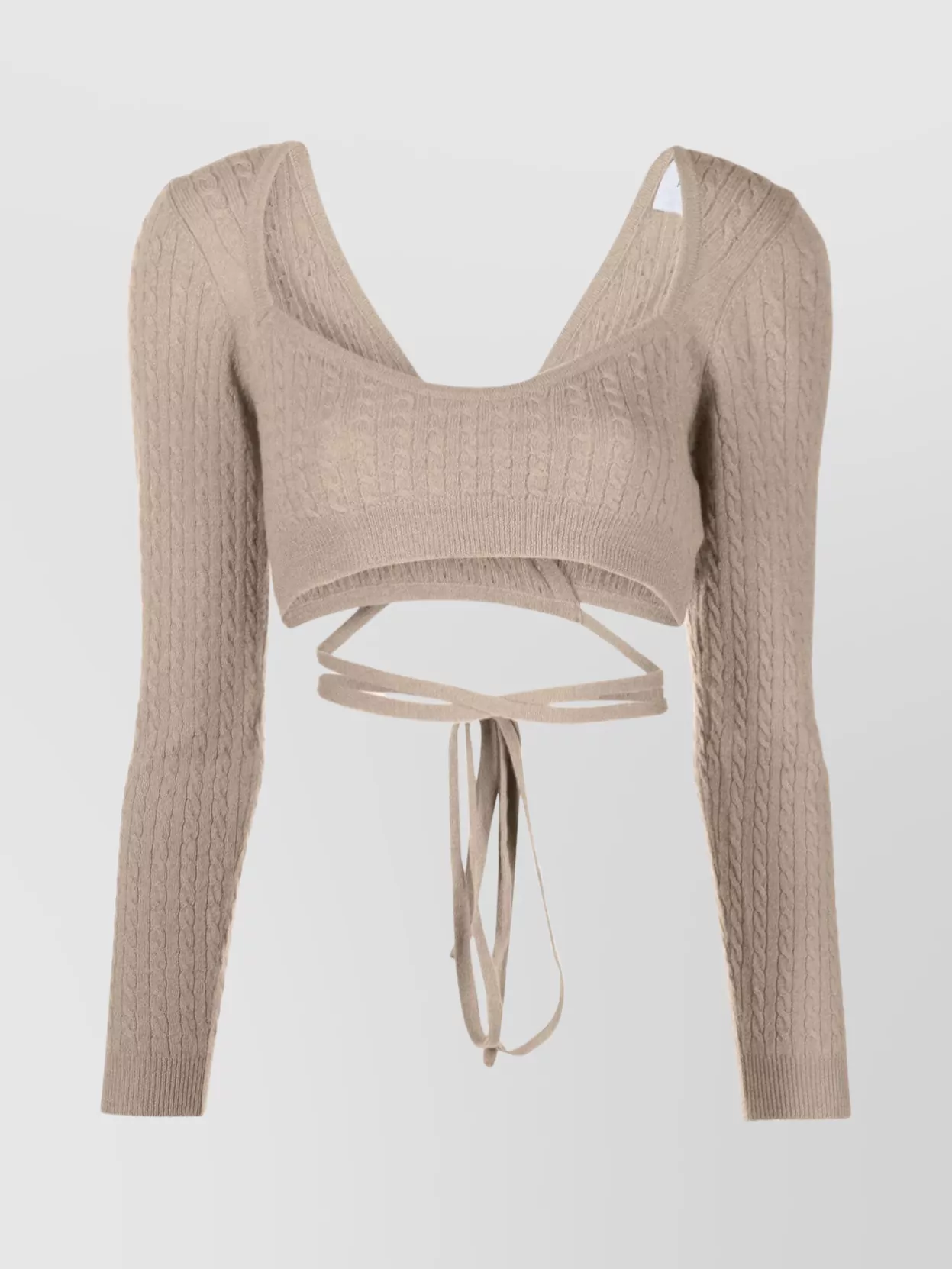 Shop Patou Wrap Knit Top With Long Sleeves In Cream