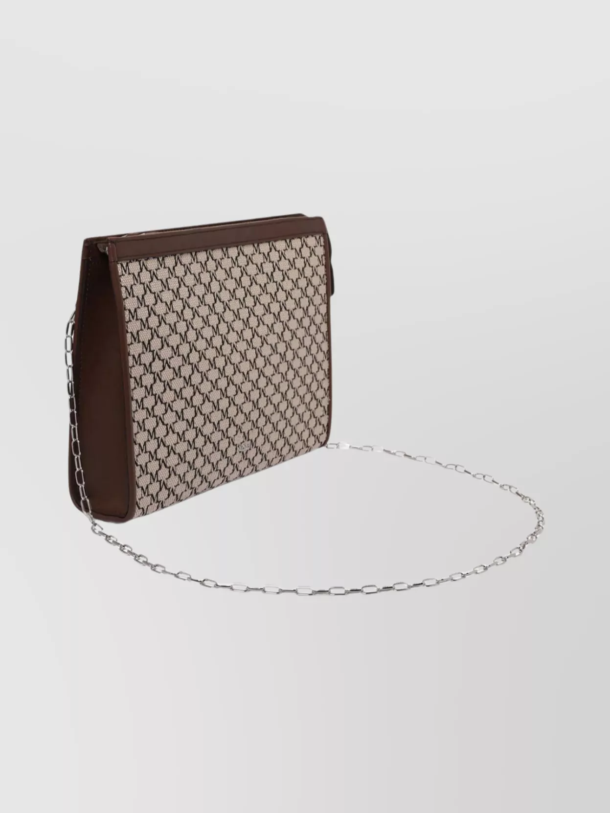 Max Mara Monogram Chain Strap Rectangular Clutch In Brown