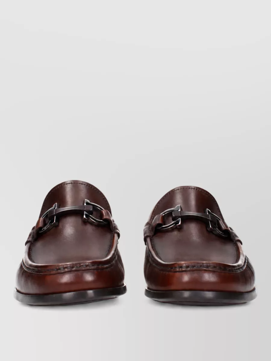 Ferragamo leather monk shoes