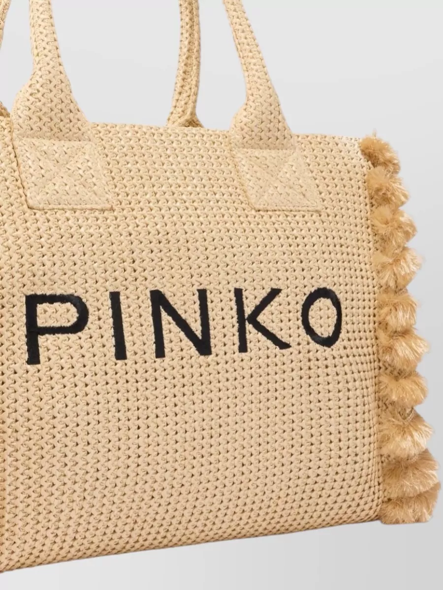 Pinko Beach Raffia Tote Bag