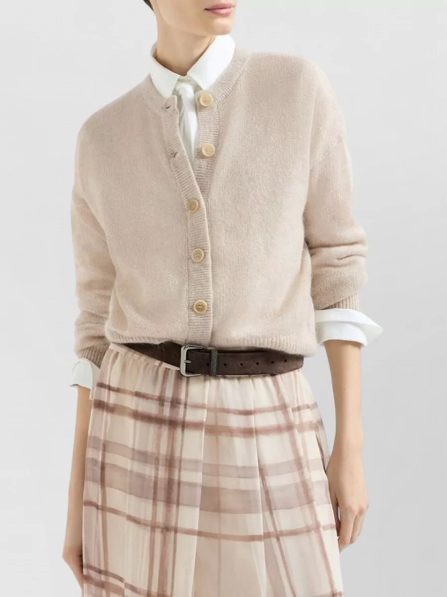 Brunello Cucinelli Metallic Mohair-Blend Fine-Knit Cardigan