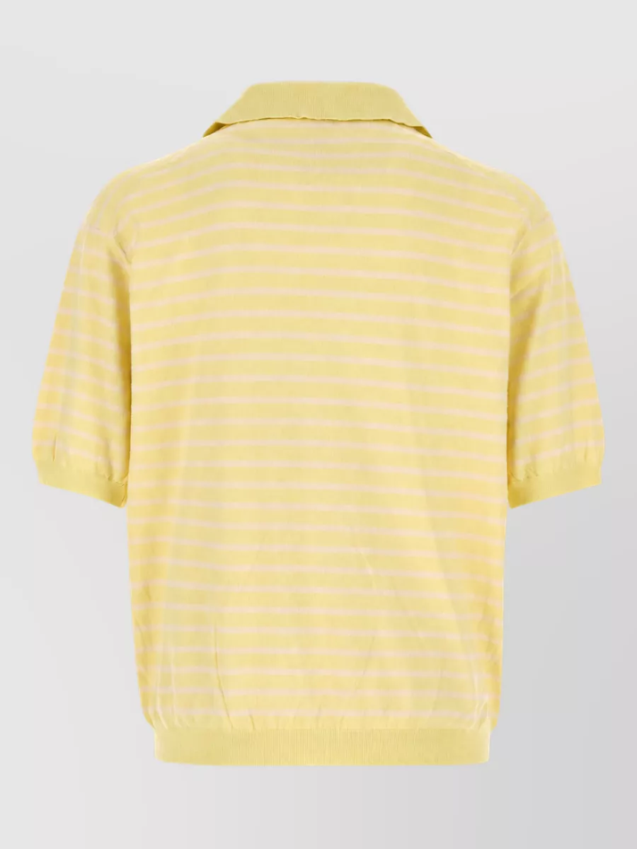 Auralee Striped Cotton Polo Shirt