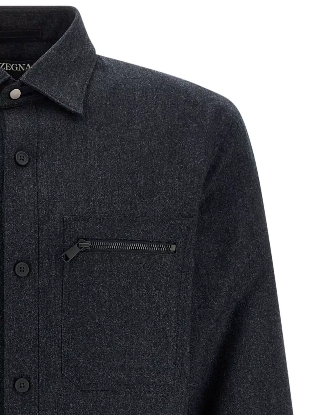 Zegna Merino Wool Overshirt Featuring Pockets