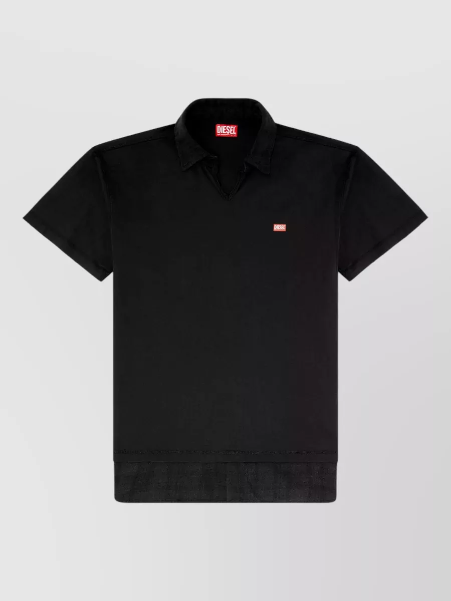 Diesel checked flannel trim polo shirt