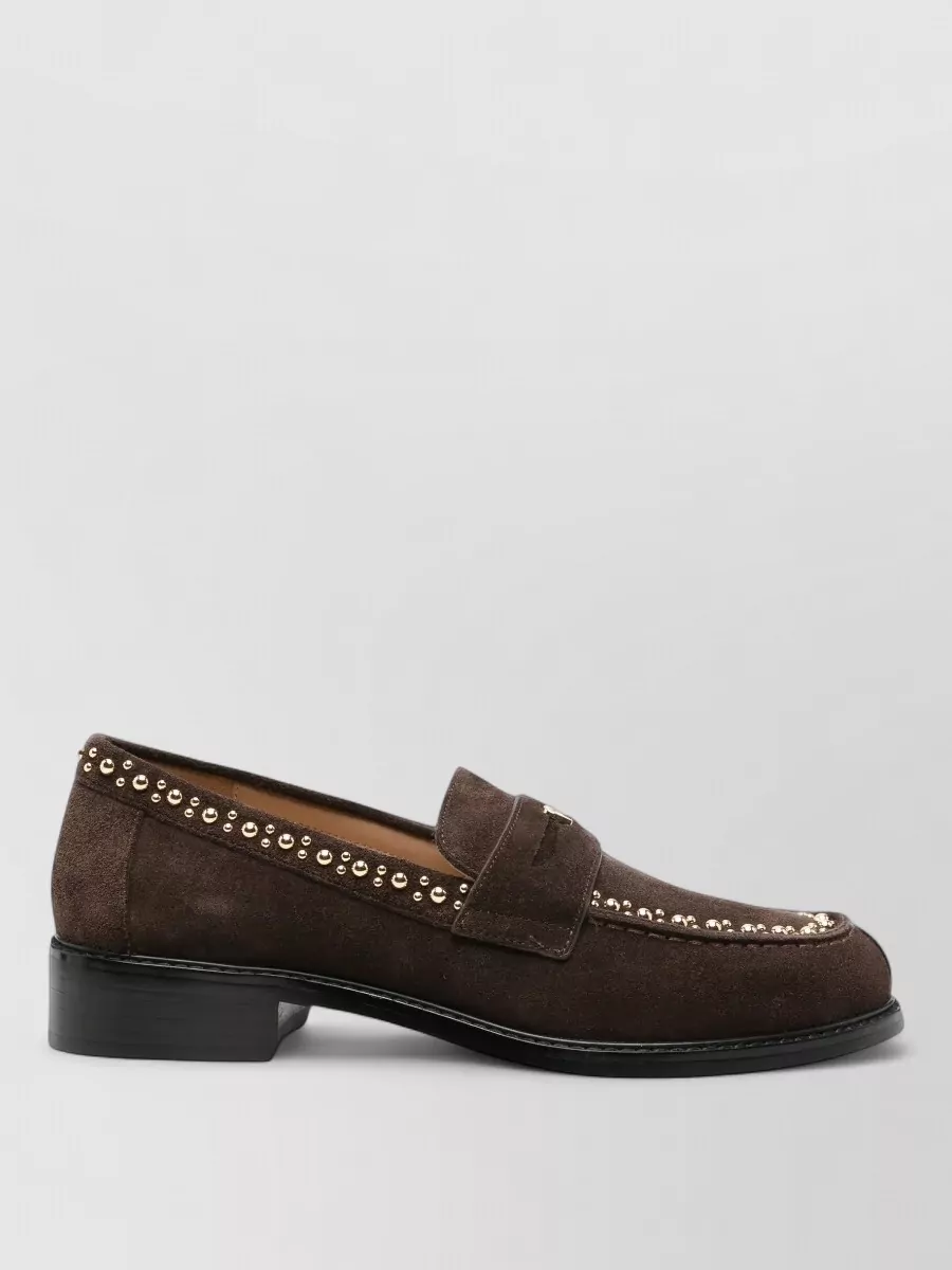 Furla Leather Studded Loafers