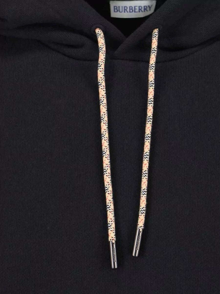 Burberry Hooded Sweatshirt Plaid Elbows Kangaroo Pocket