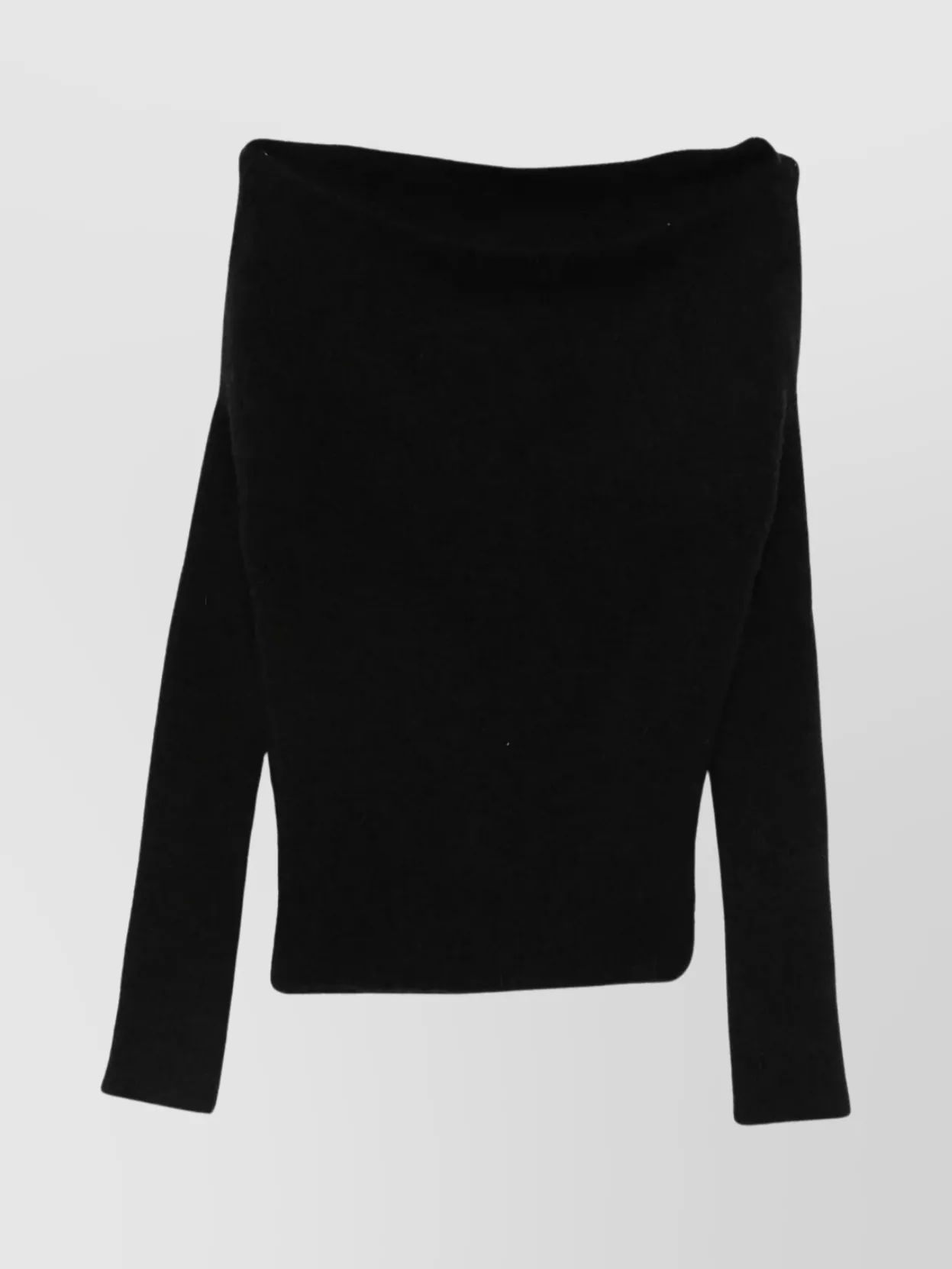 Rick Owens Long Sleeve Off Shoulder Knit Top In Black