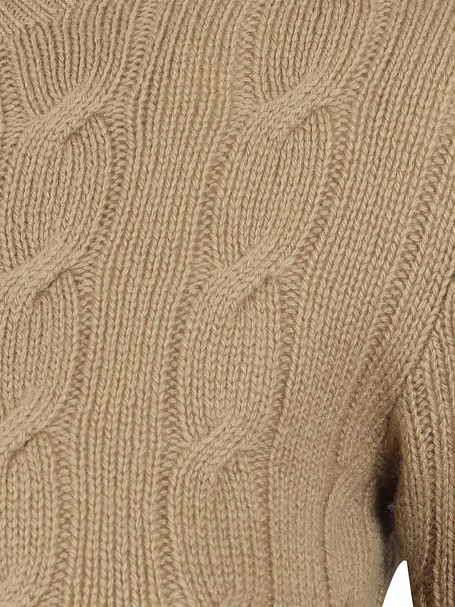 Ralph Lauren Cashmere Cable-Knit Crew-Neck Short-Sleeve Sweatshirt
