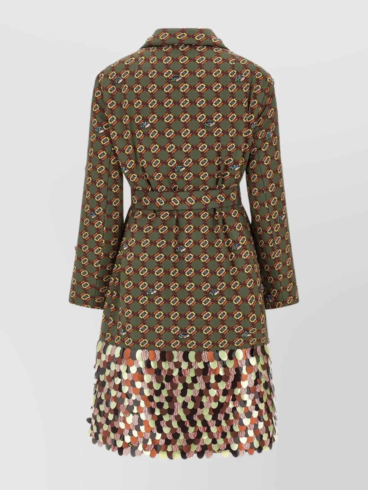 Dries Van Noten Belted Waist Coat Notched Lapels In Green