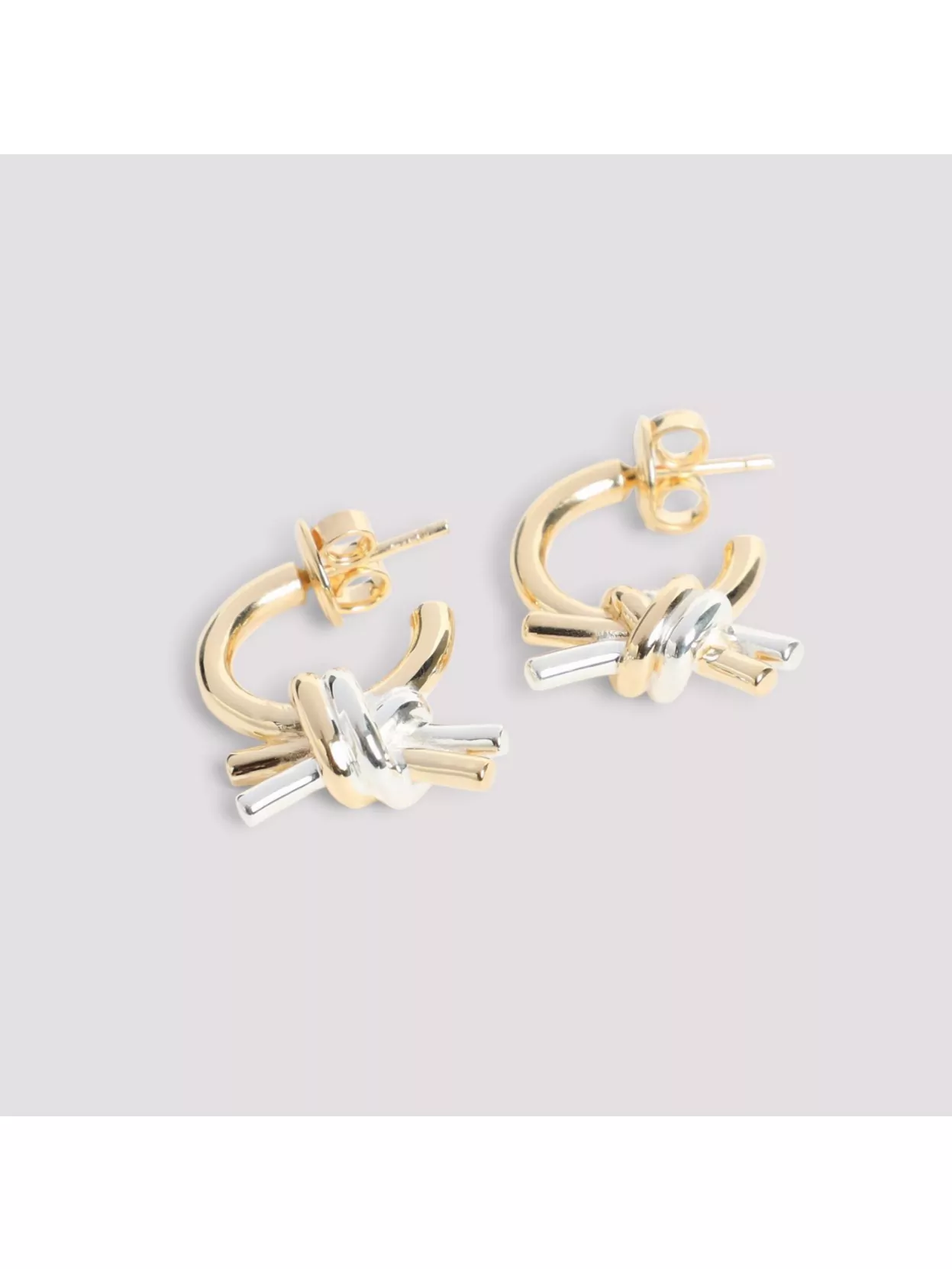 Bottega Veneta Metal Hoop Knot Earrings